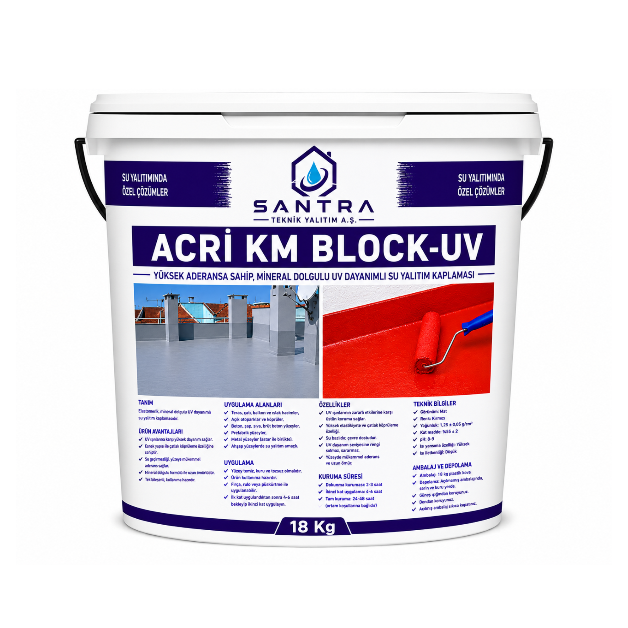 Acrimax KM Block-UV Elyaflı renkli su yalıtım kaplaması
