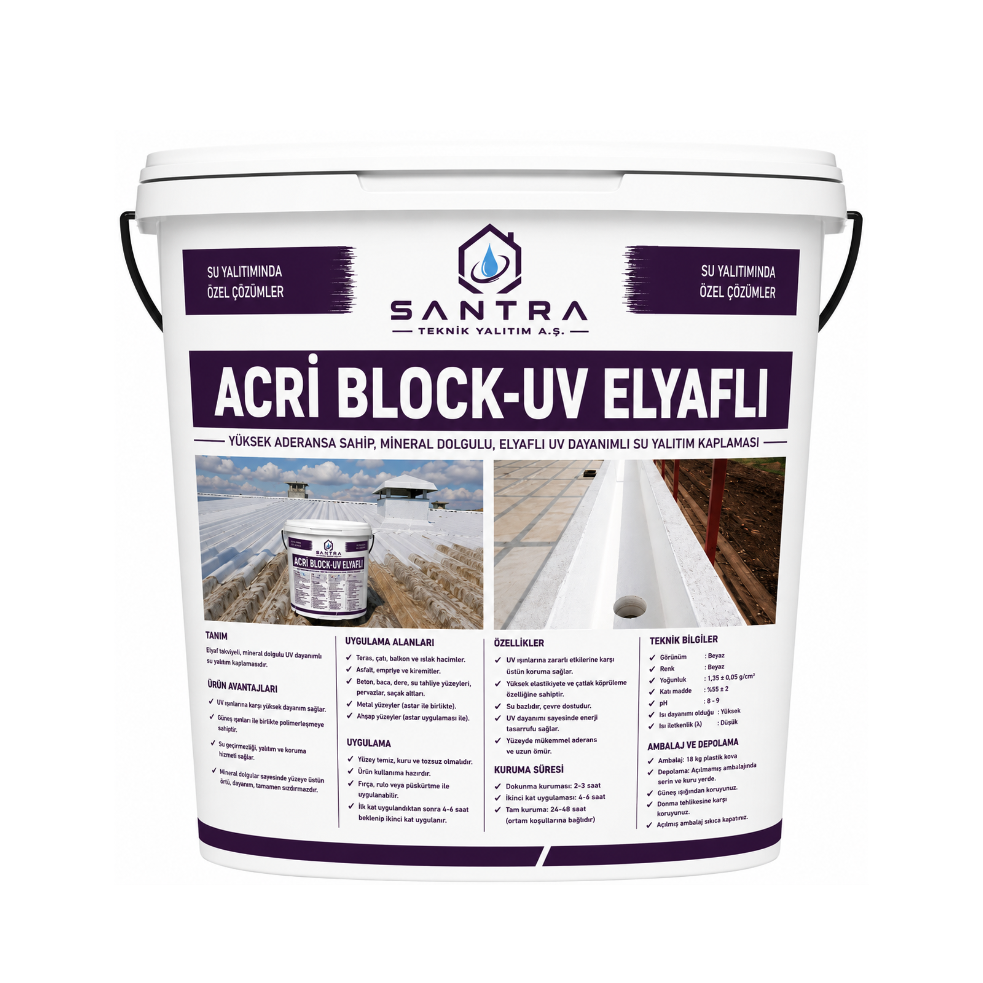 Acrimax Block-UV Elyaflı UV dayanımlı su yalıtım kaplaması