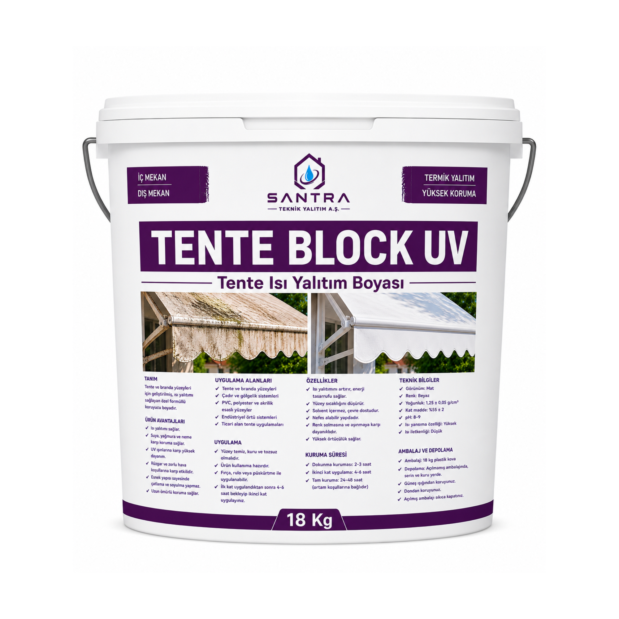 Tente Block-UV tente ve branda ısı yalıtım boyası