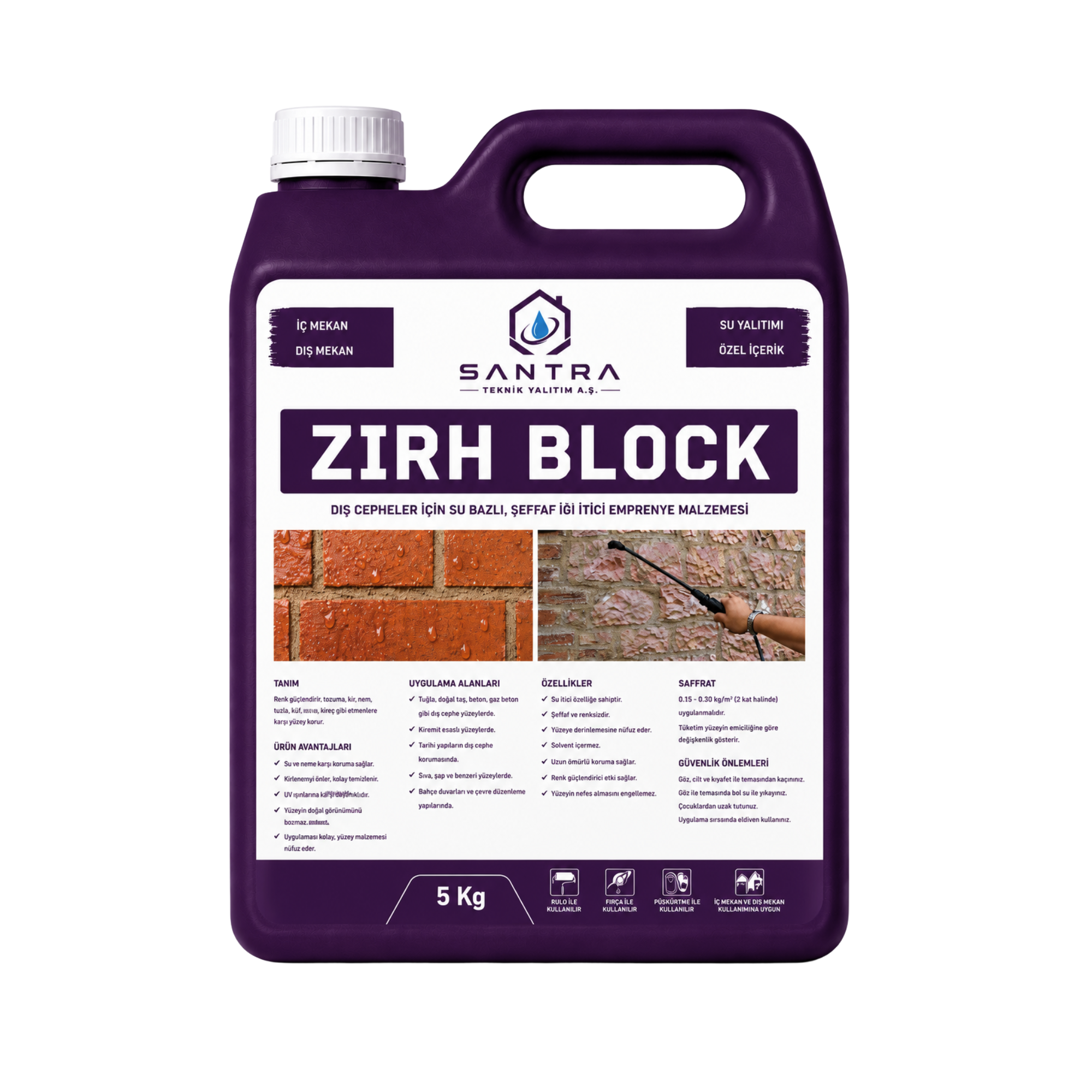 Zırh Block şeffaf su itici dış cephe emprenye malzemesi